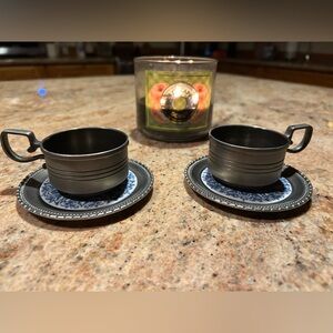 Vintage Pewter Espresso Demitasse set.
1960 era. BSF Reines Zinn German handcast